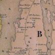 This section of the 1857 Lincoln County map shows the houses on Barters Island. There were then about 44 houses on the island, mostly lived in by Barters and their relatives. Courtesy of Boothbay Region Historical Society