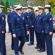 Coast Guard Station Boothbay Harbor: Officer in Charge BMC Kris Demetros, assisted by Executive Petty Officer BM1 James Zerinskas, inspects station personnel during Wednesday morning’s Call to Colors. Coinciding with a weekly all-hands assembly known as “Quarters,”  a periodic dress uniform inspection imparts a formal note to the daily raising of the American flag. Courtesy of Ted Chatham, USCG Auxiliary