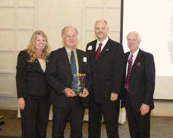 Bigelow Labs was one of 42 Maine businesses to receive the designation, Best Place to Work in Maine on October 11. From left, Kris Avery, state director of the Society for Human Resources Management (SHRM) Maine State Council, Graham Shimmield, Executive Director of Bigelow Lab and Mark Bloom, Director of Corporate Alliances and Technology Transfer at Bigelow, and Dana Connors, President of the Maine State Chamber of Commerce.