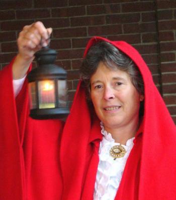 Sally Lobkowicz, the Lady in the Red Cloak, will be the featured speaker at the October meeting of Maine Media Women. Courtesy of Sally Lobkowicz