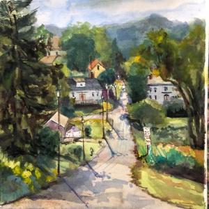 "Bradford Road," a watercolor by Deena Ball, who will teach two classes at the Maine Art Gallery on July 21. Courtesy of MAG "Bradford Road," a watercolor by Deena Ball, courtesy of MAG